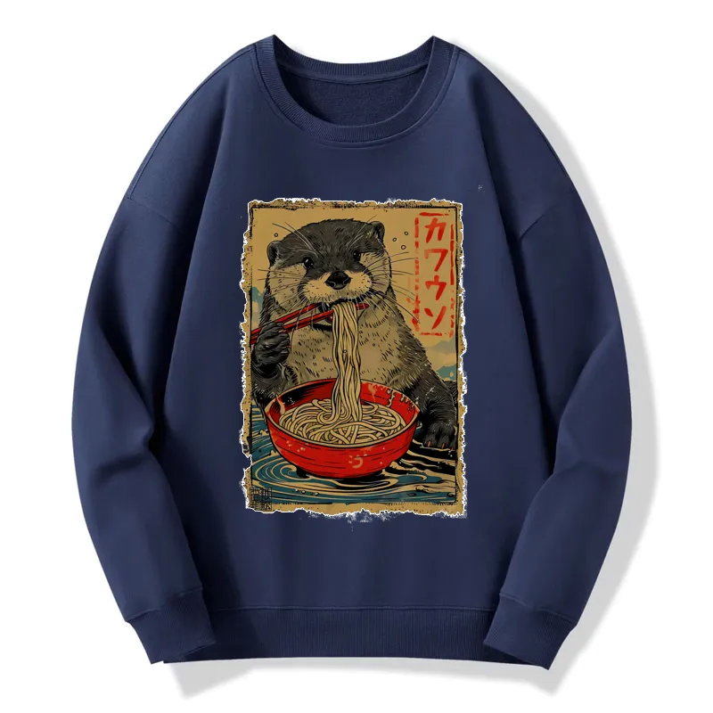 japanese otter eating ramen sweatshirt
