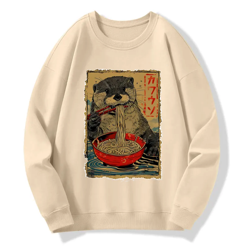 japanese otter eating ramen sweatshirt