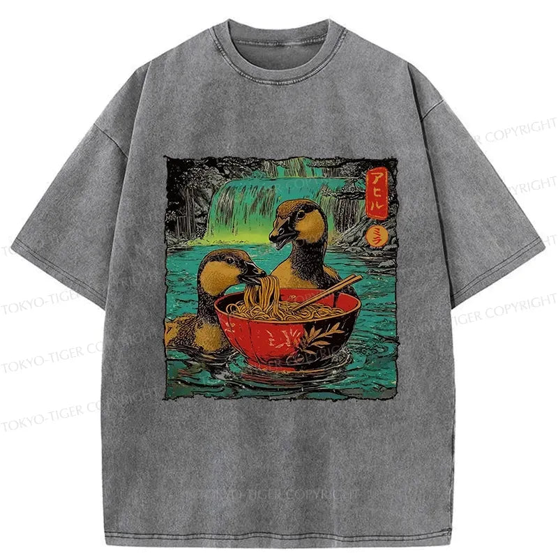 Kyoto-Lion Ramen Lover Goose Funny Washed T-Shirt