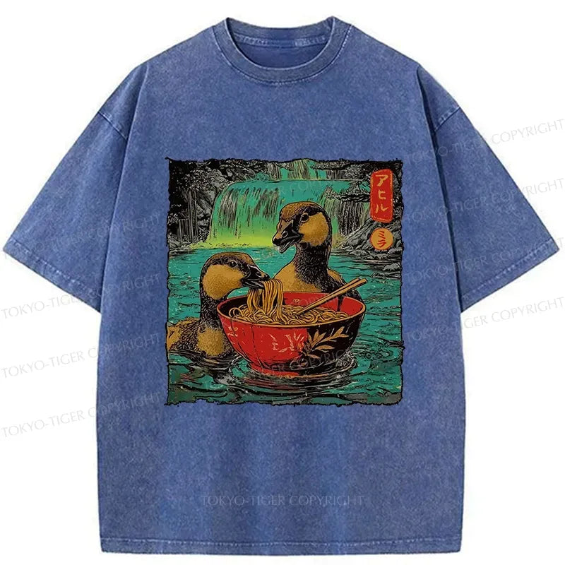 Kyoto-Lion Ramen Lover Goose Funny Washed T-Shirt