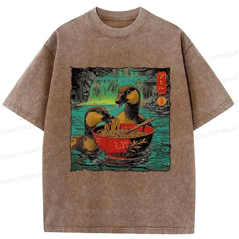 Kyoto-Lion Ramen Lover Goose Funny Washed T-Shirt