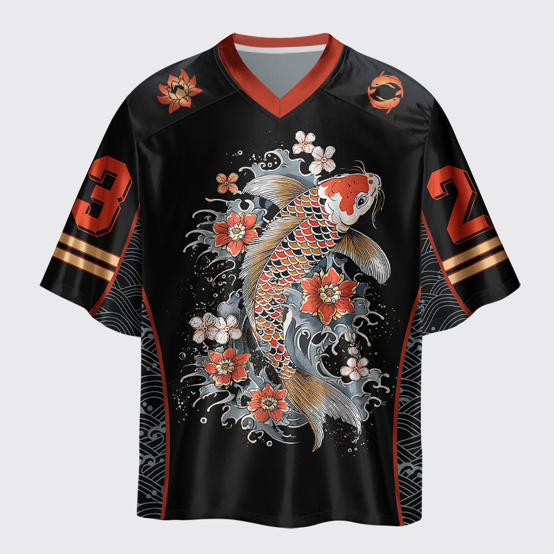 Japanese Sacred Lotus Oversized Jersey for Daily Wear