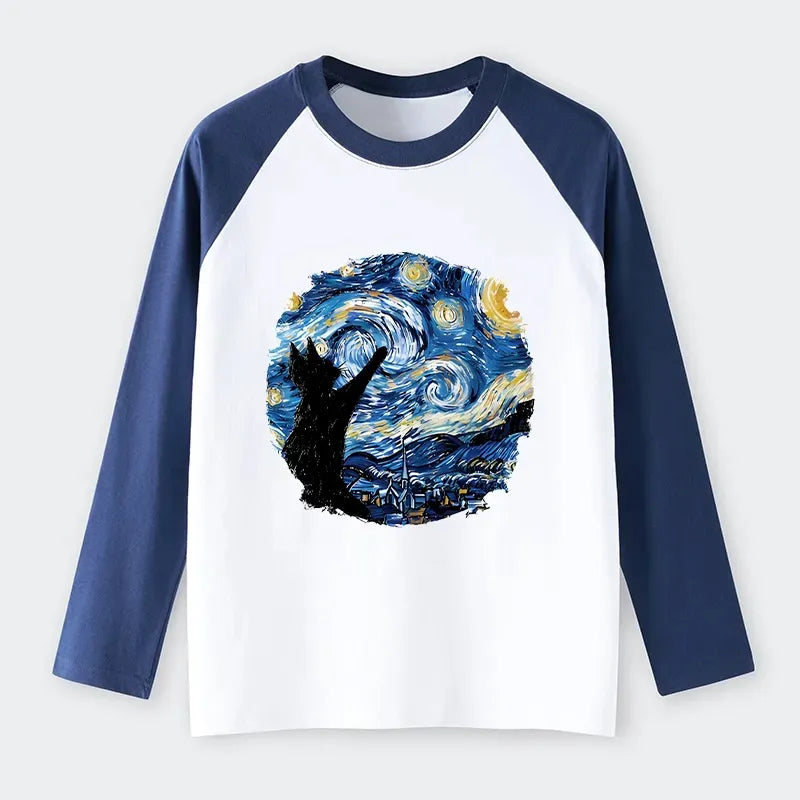 Vintage Ukiyo-e Black Cat T-Shirt for Daily Wear