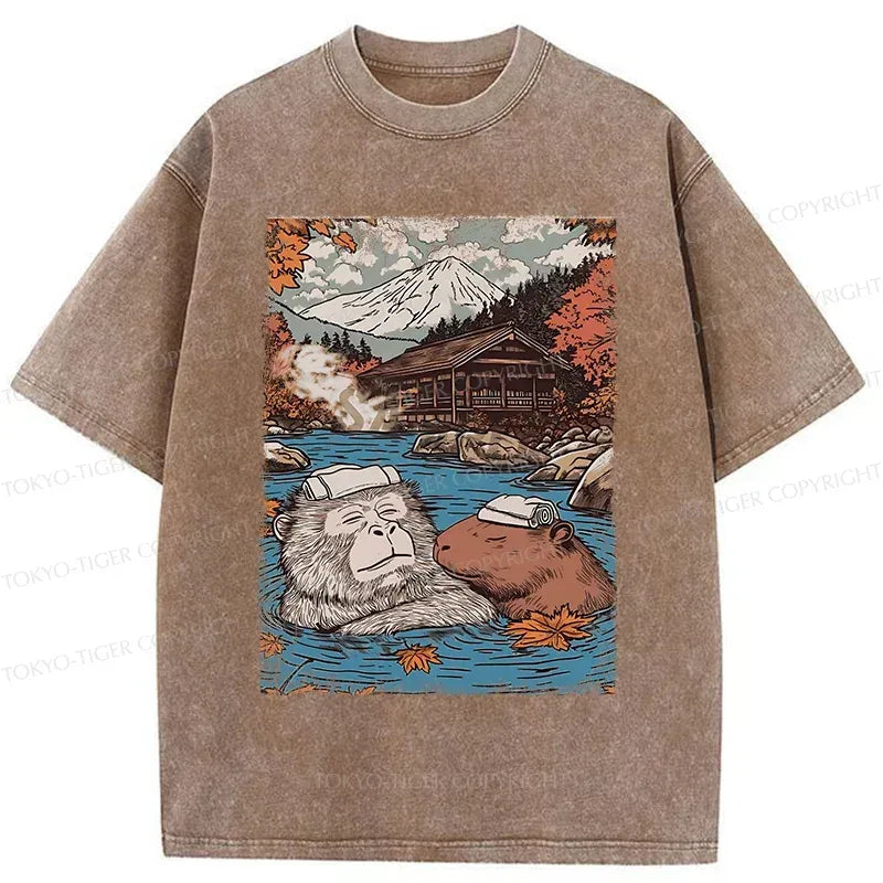 Kyoto-Lion Capybara Bath T-Shirt Gift Idea