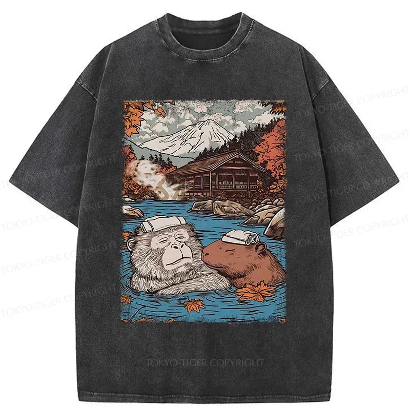Kyoto-Lion Capybara Bath T-Shirt Gift Idea