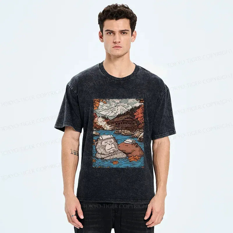Kyoto-Lion Capybara Bath T-Shirt Gift Idea