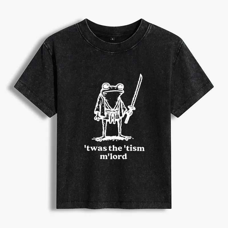 Kyoto-Lion Focused Samurai Frog Women's Washed T-shirt