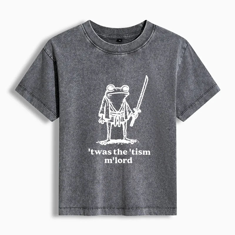 Kyoto-Lion Focused Samurai Frog Women's Washed T-shirt