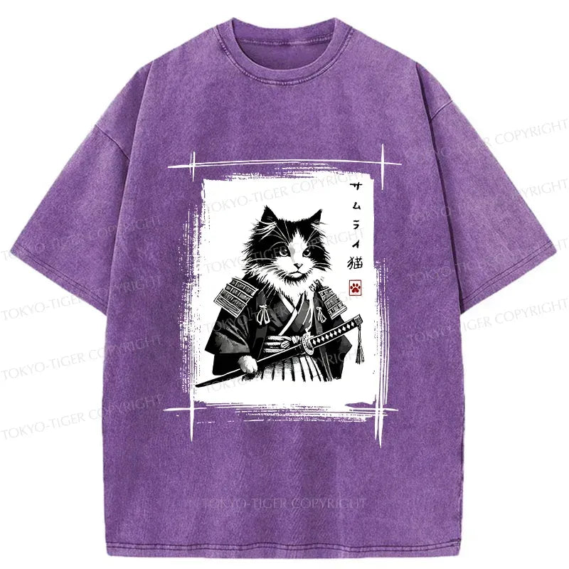 Ukiyo-e Style Washed Cotton T-Shirt for Summer