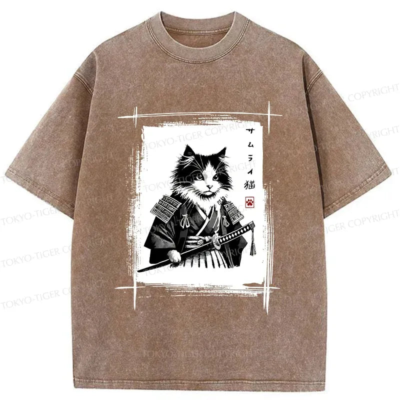 Ukiyo-e Style Washed Cotton T-Shirt for Summer