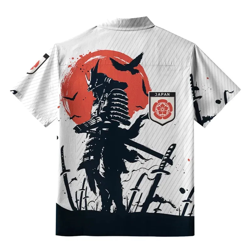 Samurai Battlefield Button-up Shirt for Vacation