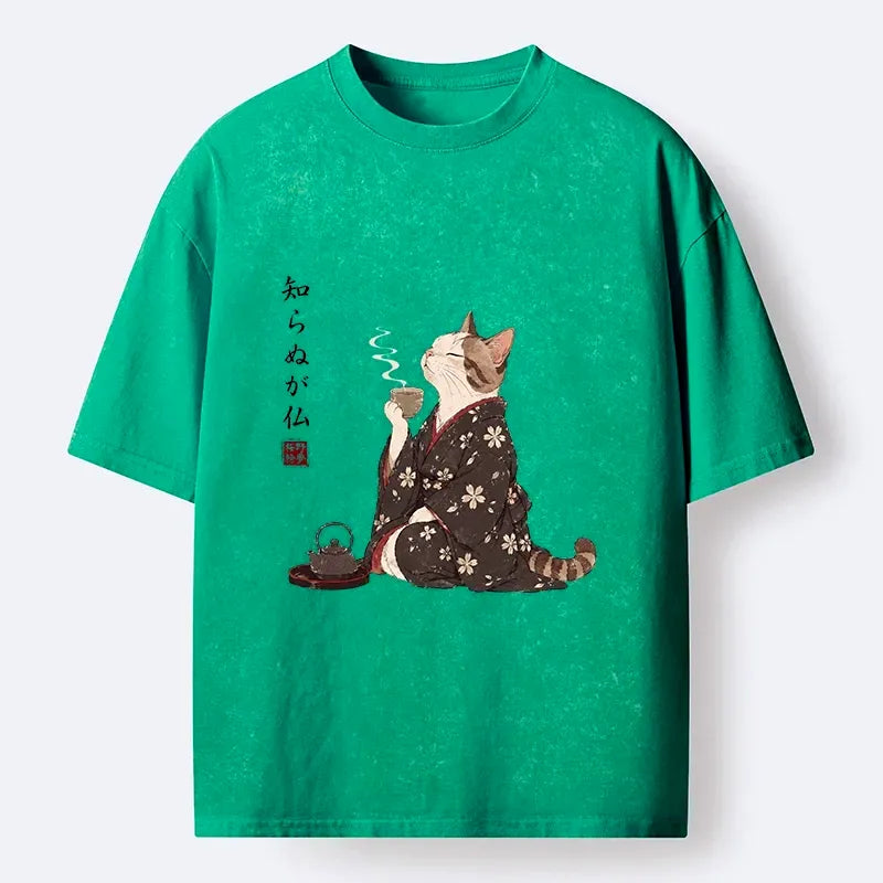 Washed Cat Kimono Tee Streetwear