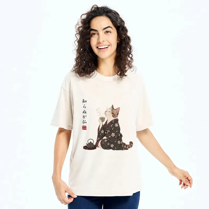 Washed Cat Kimono Tee Streetwear
