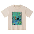 funny cats swimming in lilies kids washed t-shirt