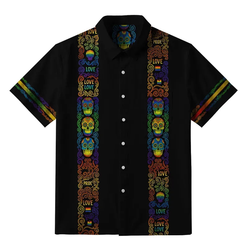 Japanese Skull Button-up Shirt for Streetwear