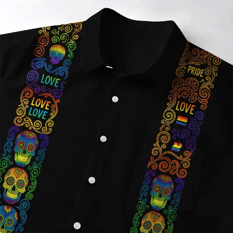 Japanese Skull Button-up Shirt for Streetwear