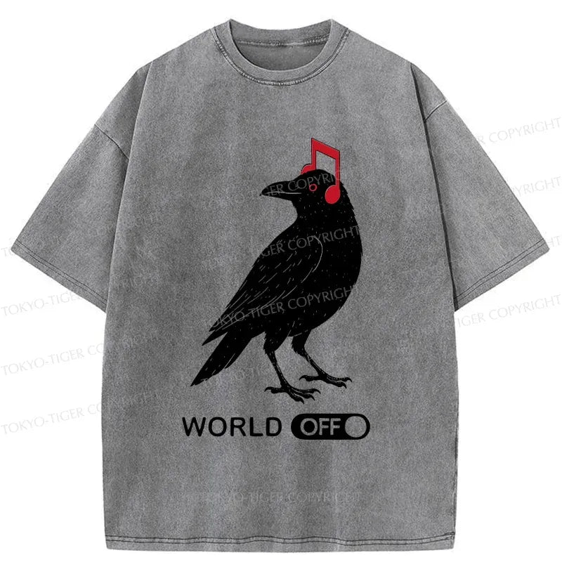 Washed Crow T-Shirt for Streetwear