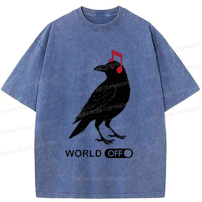 Washed Crow T-Shirt for Streetwear