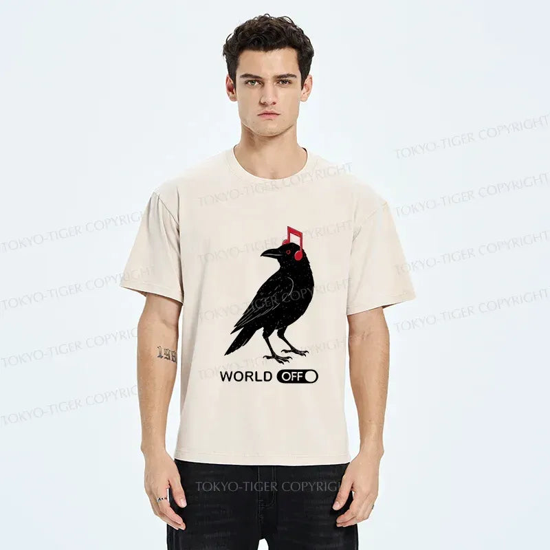Washed Crow T-Shirt for Streetwear