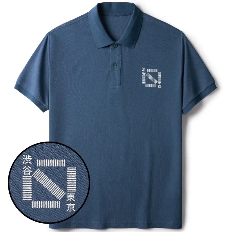 Kyoto-Lion Shibuya Crossing Embroidered Polo T-Shirt