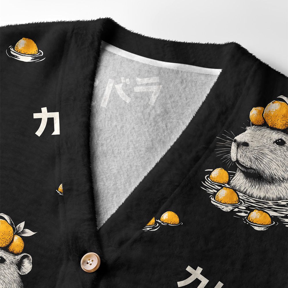 Kyoto-Lion Cute Capybara And Lemon Ugly Cardigan Sweater