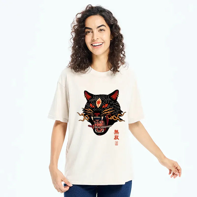 Unisex Japanese lion t-shirt for streetwear