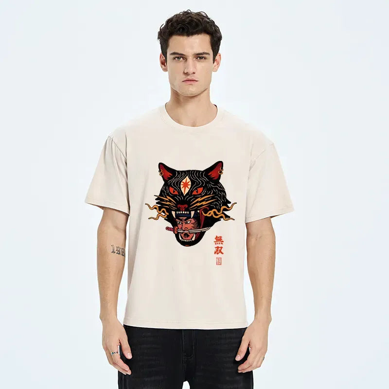 Unisex Japanese lion t-shirt for streetwear