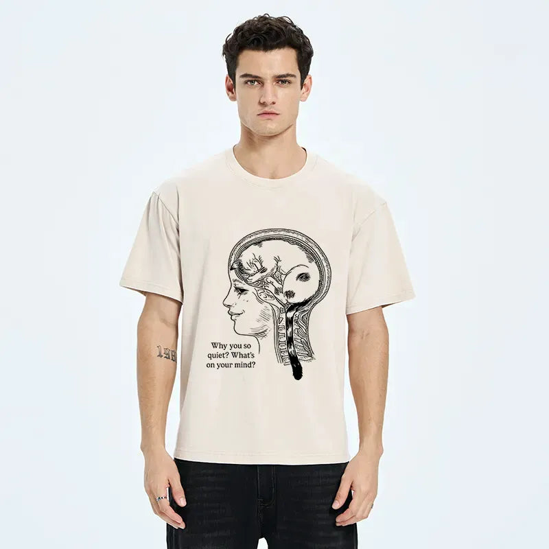 Kyoto-Lion Brain Full Of Cats Washed T-Shirt