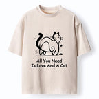 Kyoto-Lion Sweet Cat And Love Vibe Washed T-Shirt