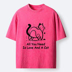 Kyoto-Lion Sweet Cat And Love Vibe Washed T-Shirt