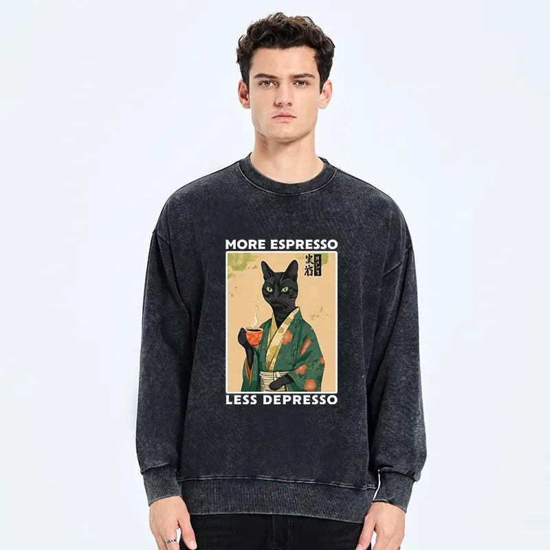 Kyoto-Lion More Caffeine Less Sadness Washed Sweatshirt