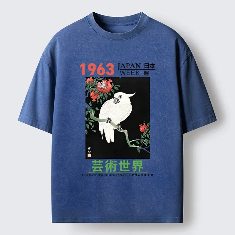 Japanese Vintage Parrot T-Shirt for Daily Wear