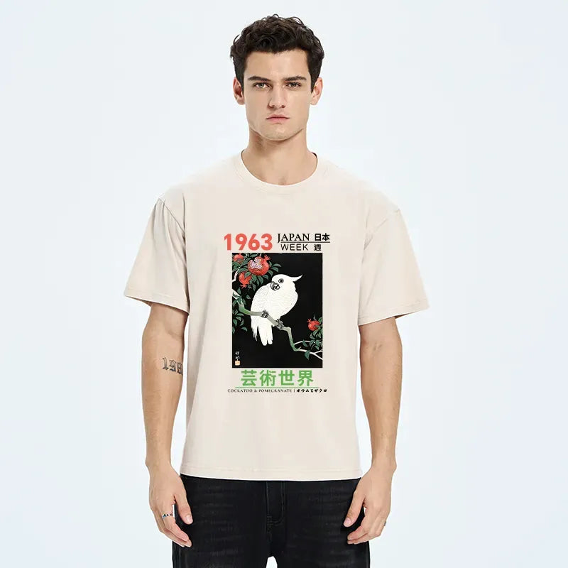 Kyoto White Parrot Poster Tee on Sale