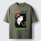 Kyoto-Lion White Parrot Poster Washed T-Shirt
