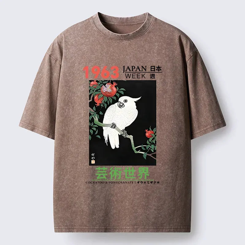 Japanese Vintage Parrot T-Shirt for Daily Wear