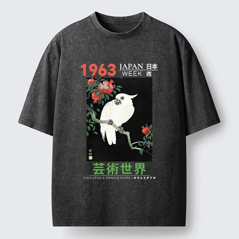 Japanese Vintage Parrot T-Shirt for Daily Wear