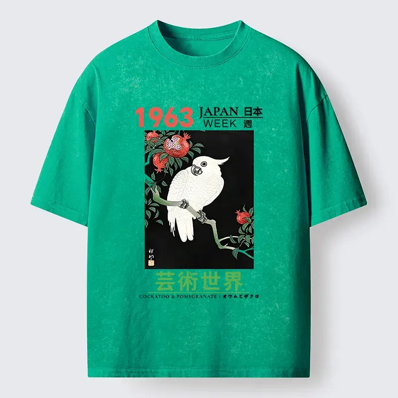 Kyoto White Parrot Poster Tee on Sale