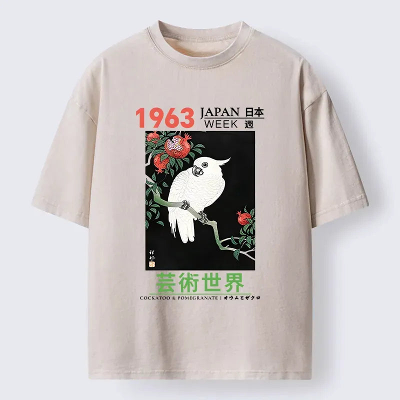 Japanese Vintage Parrot T-Shirt for Daily Wear