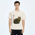 Kyoto-Lion Snow Adorns Me: Capybara Serenity Washed T-Shirt