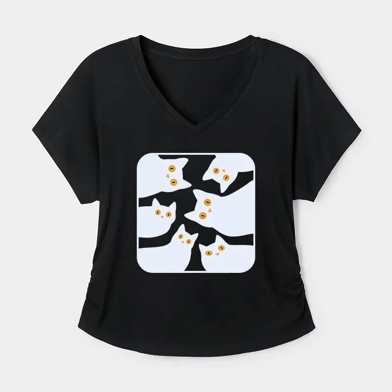japanese cat t-shirt for women