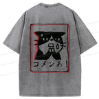 Kyoto-Lion Apologetic Cat Back Washed T-Shirt