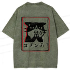 Kyoto-Lion Apologetic Cat Back Washed T-Shirt