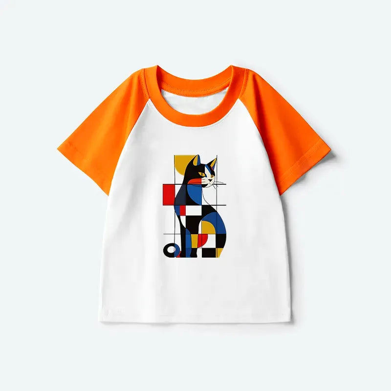Japanese cat kids raglan t-shirt