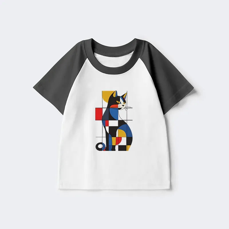 Japanese cat kids raglan t-shirt