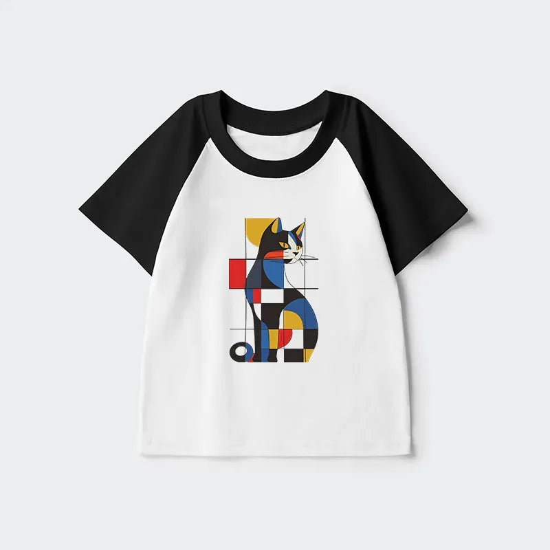 trendy kids raglan tee with cat