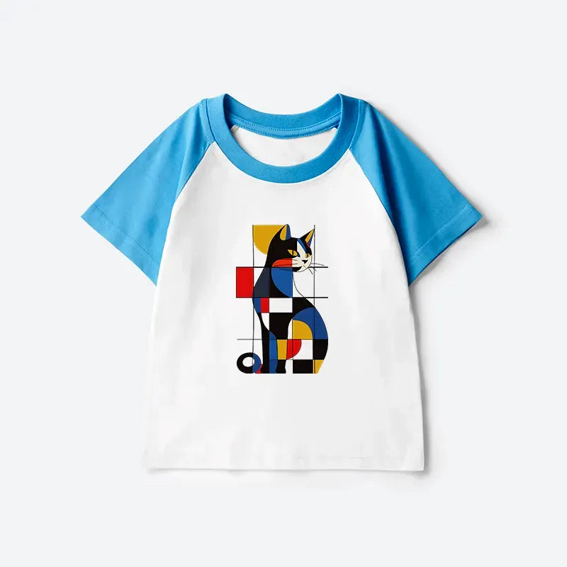 Japanese cat kids raglan t-shirt