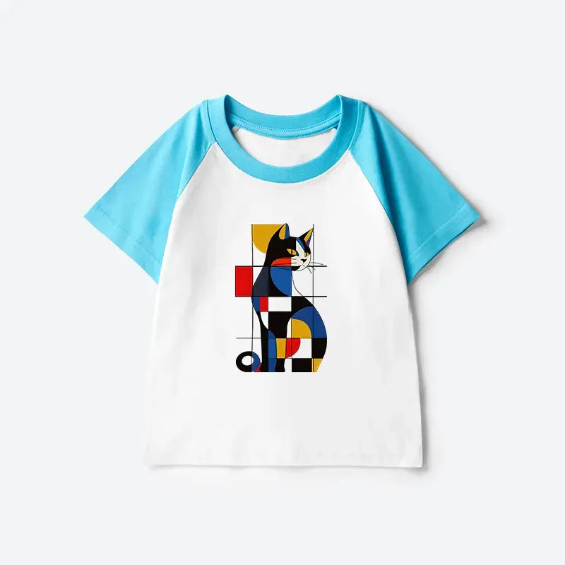 Japanese cat kids raglan t-shirt