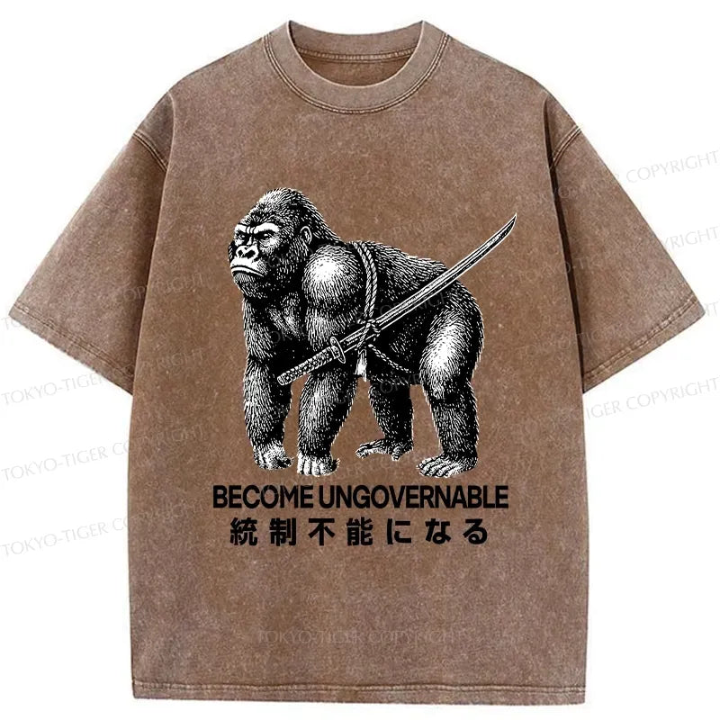 Kyoto Lion Gorilla Washed T-Shirt for Streetwear