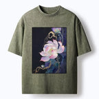 Japanese lotus art gold foil t-shirt