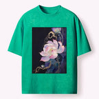 Japanese lotus art gold foil t-shirt